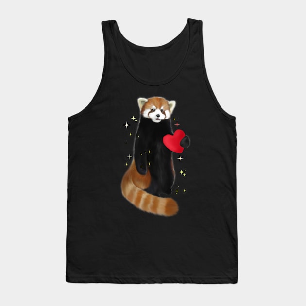 Cute baby panda with red heart Tank Top by Meakm